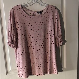 Adrianna Papell Pink Puff Sleeve Blouse with Peter Pan Collar